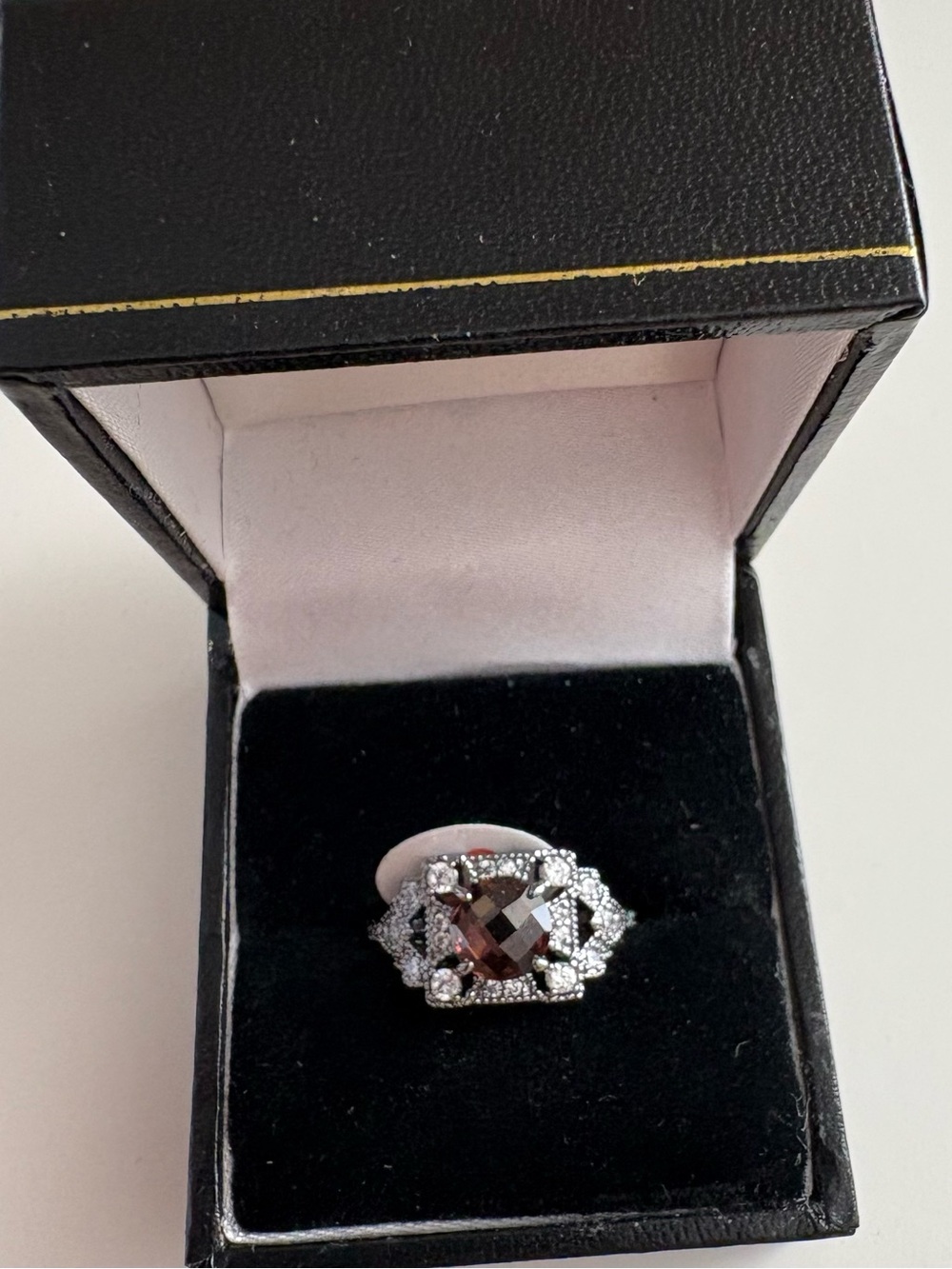 Bomb Party Dream Come True Ring RG26453 Brown Tourmaline CZ Hematite Plating